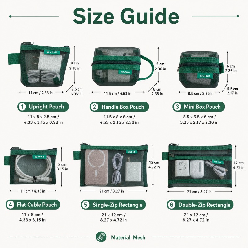 6PCS Mesh Tech Organizer Pouch - đánh giá và giá Office Tech Bag