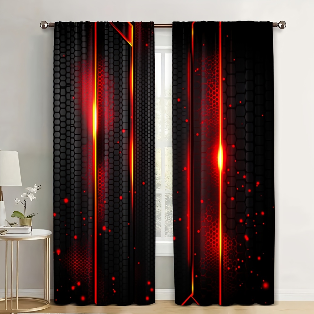 2pcs Lava Curtains Black Red C - đánh giá và giá Office Tech For Men