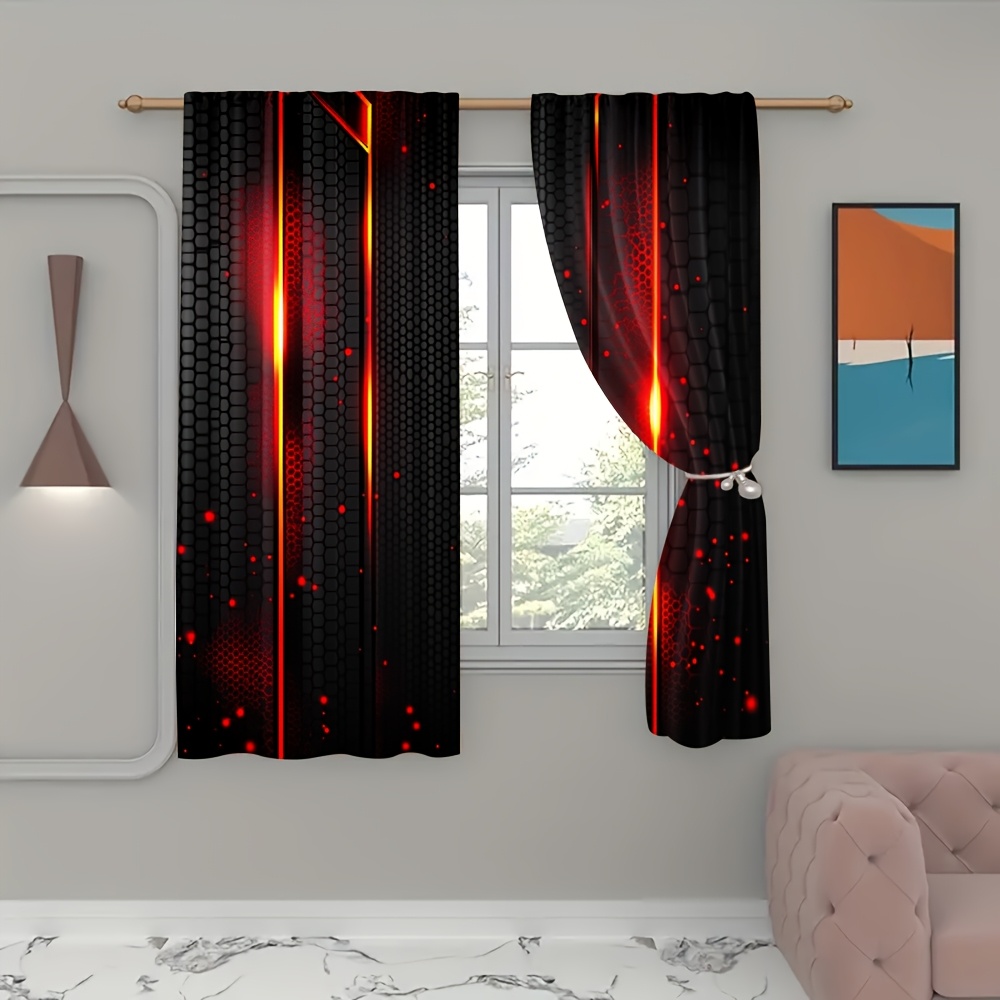 2pcs Lava Curtains Black Red C - đánh giá và giá Office Tech For Men